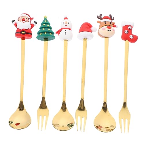 Cabilock 1 Set Christmas Cartoon Dessert Spoon Cutlery Kit for Holiday Parties Family Gatherings and Festive Events Kitchen Essentials with Playful Designs