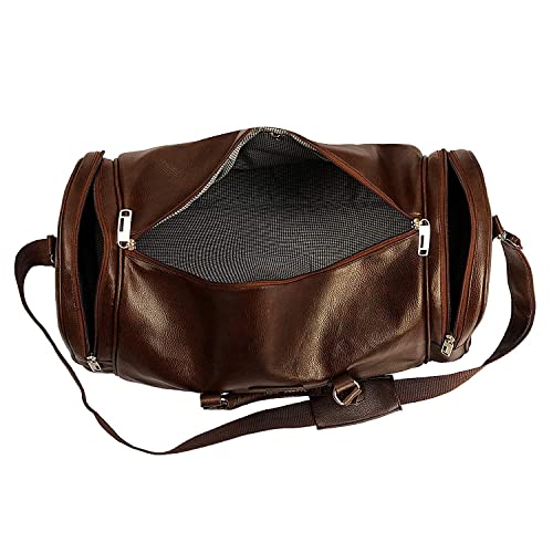 Image of Leather World Duffle Bag 55 L Brown Vegan Leather Weekender Travel Luggage Bag with Detachable Shoulder Strap for Men & Women (Brown)