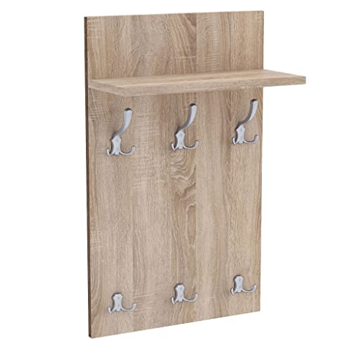 AKKE Garderobenpaneel Wandgarderobe Mit Ablage Wandpaneel Garderobe PVC Medi 80x50 cm ALUMINIUM | SONOMA