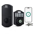 CHEN LCLILICHEN Smart Fingerprint Door Lock, Keyless Entry Deadbolt with Electronic Keypad, Bluetooth App Control, One Time Code, IP65 Weatherproof, for Front Door/Home/Office (Matte Black)