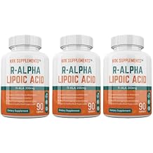 مكملات KRK 3 زجاجات R-ALA R-Alpha Lipoic Acid 200mg 270 إجمالي كبسولات