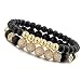Meangel 8mm Charm Beads Bracelet for Men Women Black Matte Onyx Natural Stone Beads, 7.5"