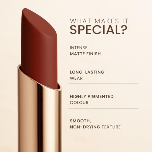 Image of TEEN TEEN LUXE Matte Lipstick | Long Lasting | Ultra Smooth | Velvet Finish Rich Pigmented Lip Shade | Lightweight & Travel Friendly Lip Color Stick | Caramel-Cookie, 1gm