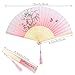 Bantoye 2 Pieces Handheld Fans Silk Folding with Frames for Dancing Cosplay Wedding Party Props Decoration, Purple Pink, Floral