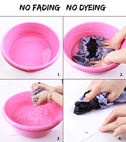 Image of Extra Large Adjustable Double Layer Satin Hair Bonnets with Drawstring for Women Night Sleeping Long Silky Satin