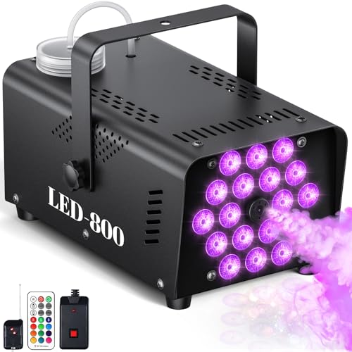MLIKOEU Fog Machine, 800W Smoke Machine With 13-Color LED Effects,