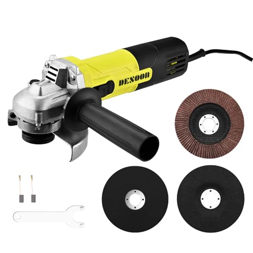 DESOON Esmerilhadeira Angular Profissional 1100W, 220v, 115mm (4.5"), 12000 RPM com Trava de Eixo, Punho Auxiliar e Ajuste de Proteção Sem Ferramentas - Ideal para Corte e Desbaste