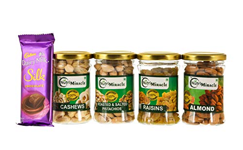 Image of NUTRI MIRACLE Raksha Bandhan Dry Fruits Gift Box | Hamper for Bhai & Sister