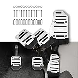 3PCS Car Non-Slip Aluminum Alloy Pedal Pads, Manual Transmission Brake Pedal Covers, Sports Gas Fuel Petrol Clutch Foot Pedals, Anti-rubbing Car Clutch Pedal Kits Suitable for Car SUV ATV (Silver)