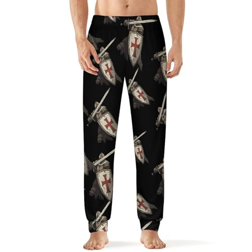 Knights Templar Pajama Pants Men Pjs Elastic Waistband Sleep Lounge Pants Lightweight Loungewear