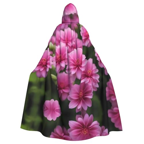 Cape à capuche rose à fleurs pour adulte, long costume de fête élégant et fluide