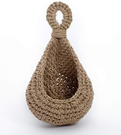 N?A Jute Hanging Basket Wall planters-Small Wall Planter, Teardrop Hanging Baskets for Plants Succulent Wall Decor, Hanging Herb Pot Holder 3 inch Outside Diameter for in/Outdoor Fence Planter