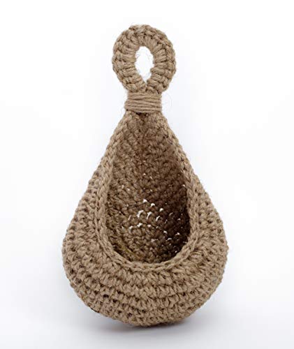 LD FRIENDLY STRANGERS Jute Hanging Basket Wall planters-Small for Plants Succulent Wall Decor,Teardrop Hanging Herb Pot Holder 3 inch Outside Diameter for in/Outdoor Fence Planter