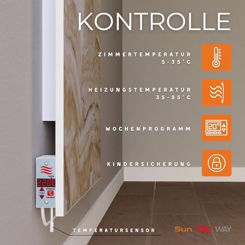 Keramik infrarotheizung wandmontage mit thermostat Sun WAY TCM- RA 1000 P | Heizung bis zu 20 m² | 1000 W-7