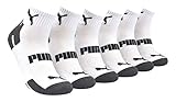 Puma Men's 6 Pack Quarter Crew Training Socks White/Grey, Sock Size 10-13 P114385-117