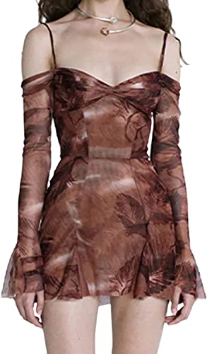 Robe manches longues épaules dénudées Y2K pour un look sexy sans effort