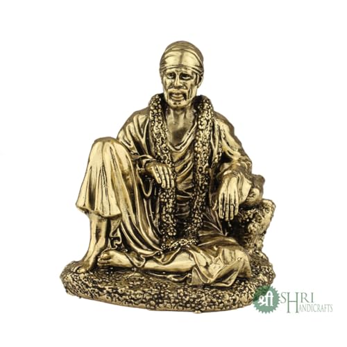 Image of INDICAST Brass 2 inch Sai Baba Statue | Symbol of Faith and Blessings | Sai Baba Murti Hindu God Idol Figurine Perfect for Decoration Puja & Gifting Purpose Sculpture (Weight- 50gm)