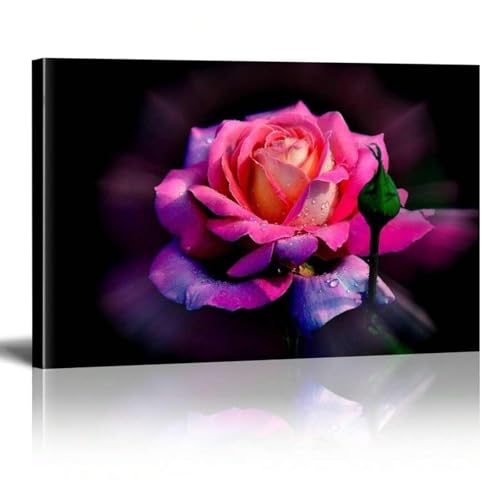 Peinture sur toile rose bleue 30x45cm décoration murale pour salon
