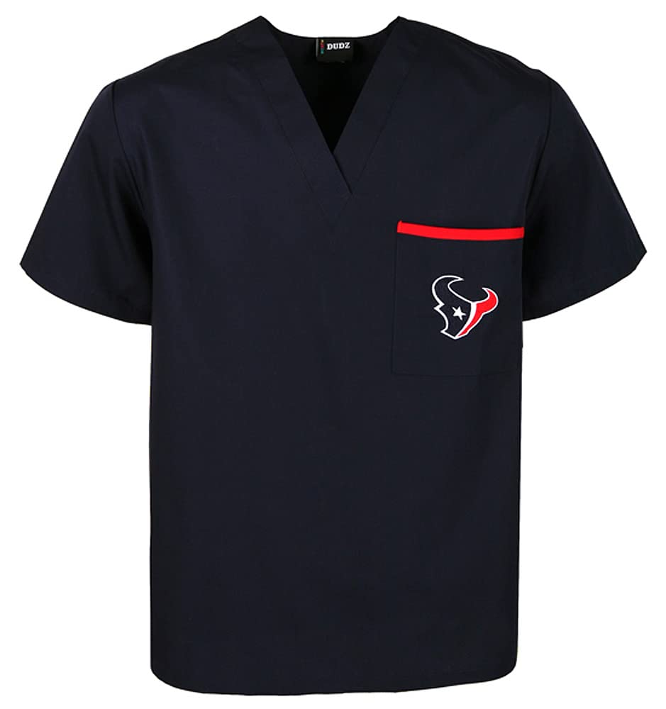 Fabrique Innovations NFL Unisex Team Color Scrub Top, Houston Texans, X-Large