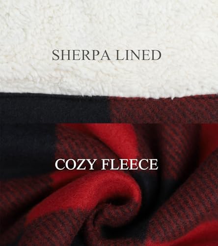 Image of LeeHanTon Mens Heavyweight Hoodies Casual Zip Up Plaid Flannel Shirt Jackets Winter Thick Berber Lined Fleece Coat