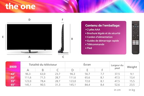 Philips Ambilight 55PUS8909 Smart TV LED 4K - Écran 55 Pouces avec Plate-Forme Pixel Precise Ultra HD Titan OS et Son Dolby Atmos, Fonctionne avec l’Assistant Vocal Alexa et Google - Gris Anthracite