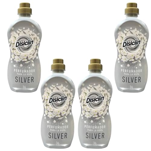 Disiclin Perfumador para la Ropa Silver – Pack de 4 Botellas (144 Lavados) | Aroma Elegante y Duradero, Intensificador de Fragancia, Perfume Concentrado con Microcápsulas