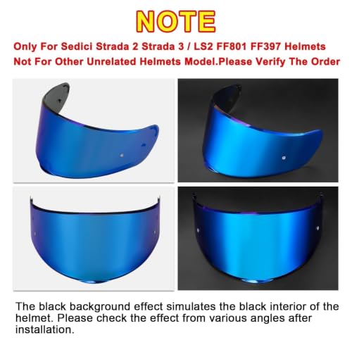 Image of PSLER Shatterproof Helmet Visor for Sedici Strada 2&3 FF801,Deep Blue&Film