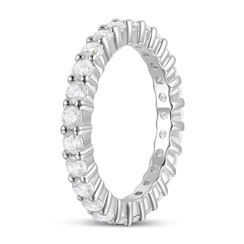 14K Gold Moissanite Rings 2.5mm Moissanite Full Eternity Bands 14K Yellow Gold Moissanite Wedding Band for Women2