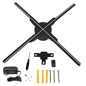 Pilipane 3D Hologram Fan, Z7H 3D Hologram Fan 4 Leaves Holographic Fan and 3D Holographic Advertising Machine with 576 LED Beads, LED Beads Hologram Projector for Shops Bars Advertising Sign (US)