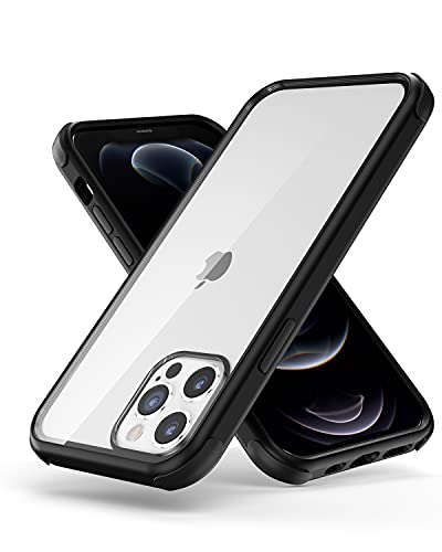 MobNano Coque Compatible avec iPhone 12 Pro Max 360 degrés Antichoc Pro Anti-Rayures Transparente PC/TPU Silicone Etui pour iPhone 12 Pro Max - Noir Cover