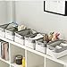 Basket for Organizing Cube Stgorage Bin - Small 6 Pack Fabric Storage Cubes Collapsible Baskets for Shelves with Rope, Bins for Organization Closet Cloth Toy Laundry Canvas (Grey&White 12x8x5.2 inch)