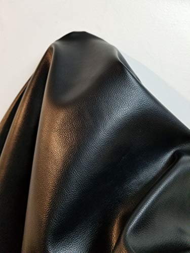 NAT Leathers | Black Pebbled Soft Faux Leather Fabric Material Sheet PU (Peta Approved Vegan) | 10 Yards 360 x 54 inch Cut by Yard | Pleather 0.9 mm Nappa Upholstery | Black 10 Yards (360"x54")