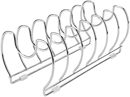 mDesign Pot and Pan Rack - Versatile Kitchen Organiser Suitable for All Homes - Keep a Tidy Kitchen with This Dynamic Saucepan Storage Unit - Chrome/Silver