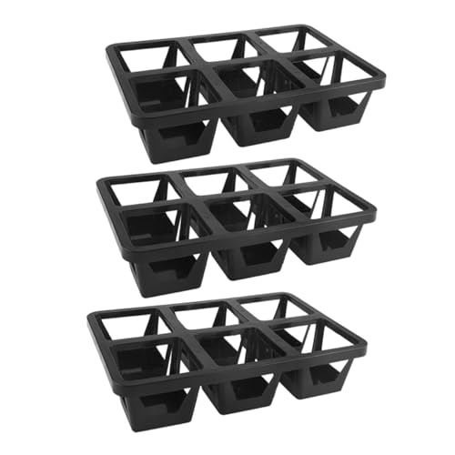 VICASKY 3Pcs Breathable Planter Support Tray for Succulents Square Plastic Flowerpot Holder Water Carrier for Plants for Office Desk and Home Decor Black