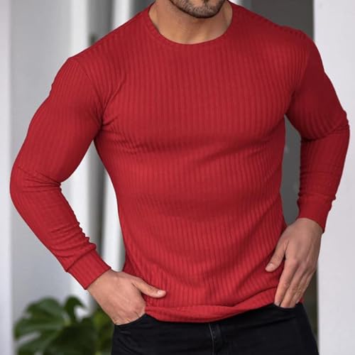 Mens Ribbed Slim Fit Knitted Pullover Turtleneck Sweater Slim Fit Knit Crew Neck Lightweight Stretch Undershirts2