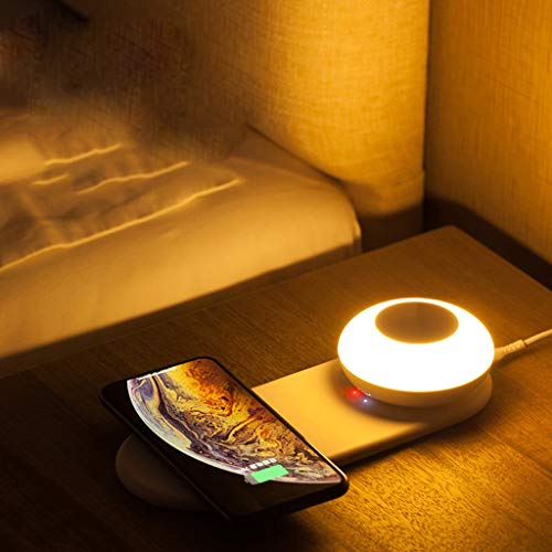 Kabelloses Ladegerät mit LED-Nachtlicht, Schreibtischlampe, dimmbar, Tischlampe, schnelles kabelloses Ladegerät für iPhone, Samsung, Android