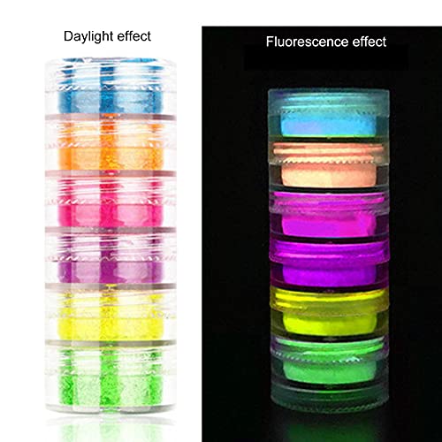 luminiu Pigment Nagel Pulver-6 Farb Fluoreszierende Farbe Nagelpigmente Neon Fluoreszierende Nagel Glitter Staub Nagel… – Bild 2
