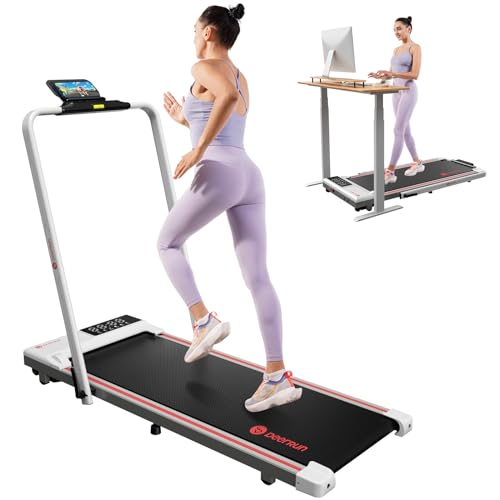 DeerRun Under Desk Treadmill, Folding Treadmills for Home 3.0HP Low Noise, 300 lbs Capacity Walking Pad, Foldable Compact Electric Treadmill Walking Jogging Machine with Remote Control