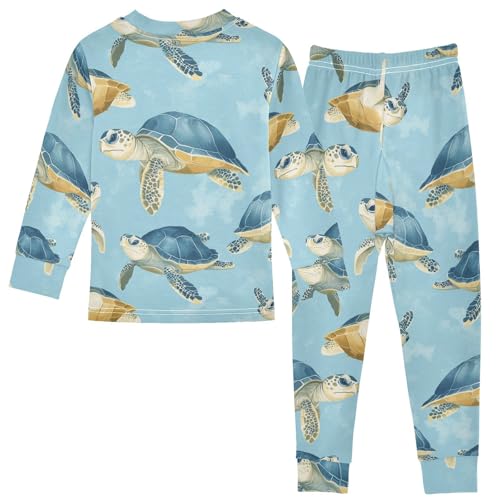 Pajama Sets Long Sleeve Sea Turtle Pattern Prints-1 Soft Comfy Sleepwear 2 Piece PJS 3-8T3