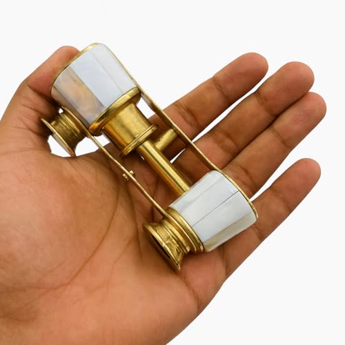 Binoculares antiguos para ópera con estuche y mango miniatura 3