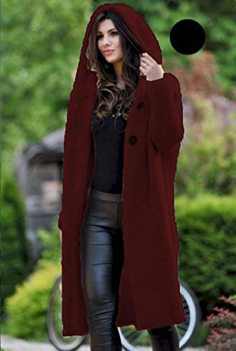 None/Brand Women's Autumn and Winter Casual Long Cardigan Sweater Jacket with Hood Louisiana 