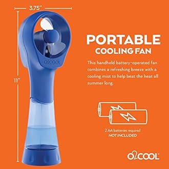O2COOL 2 Pack Elite Battery Powered Handheld Water Misting Fans (Blue)