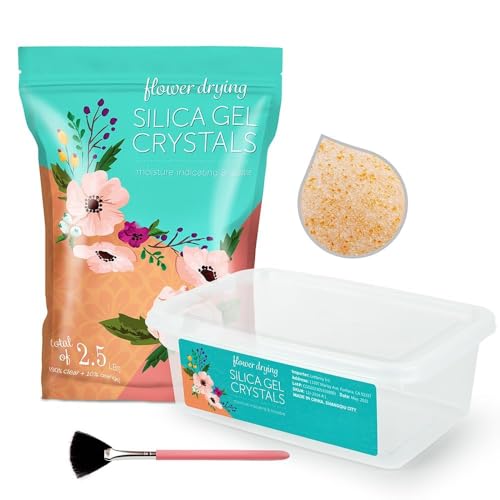 LotFancy Secado de Flores de Gel de Sílice, Cristales de Sílice con Indicación de Color de 2,5 libras (1,13 kg) para Almacenamiento de Ramos de Boda