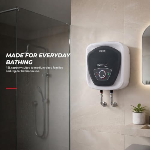 Image of USHA AquaBuddy Neo Geyser 15 Litre 5 Star BEE Rating | Copper Heating Element | Storage Water Heater with Anti-Rust Protection | Warranty: 8 Yr Tank, 2 Yr Product
