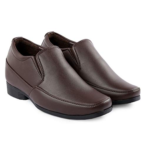 Image of BXXY Men's 2 inch Height Increasing Synthetic Material Formal Moccasion, Slip-On Shoes with Pu Sole.