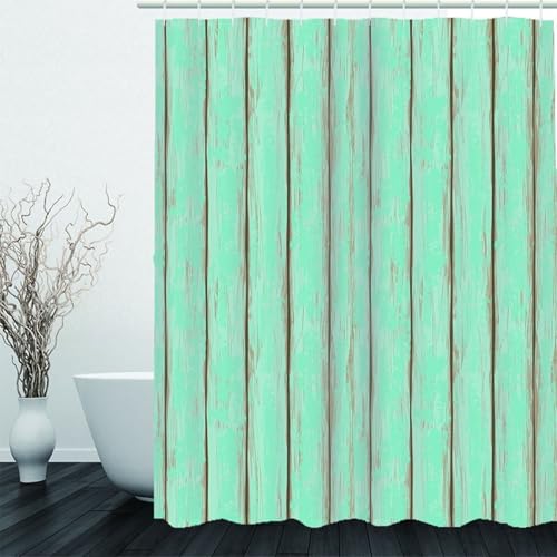 Rideau de douche cyan imperméable lavable anti-moisissure en polyester - 3