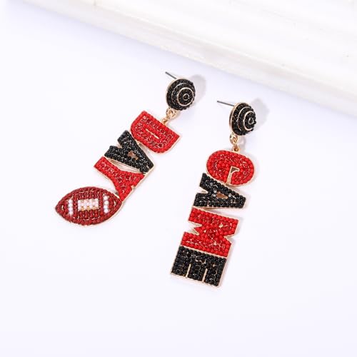 Beaded Game Day Earrings - Rhinestone Football Team Drop Dangle Earrings for Women - Football Mom Accessories & Sports Jewelry Gifts3