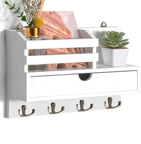 Key Hanger with 4 Double Hooks, Multifunctional Key Holder with M...