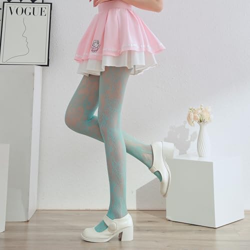 Image of Sahabowi Fishnet Pantyhose For Women Sheer High Waist Tights Control Top Mesh Stockings, Pantyhose12