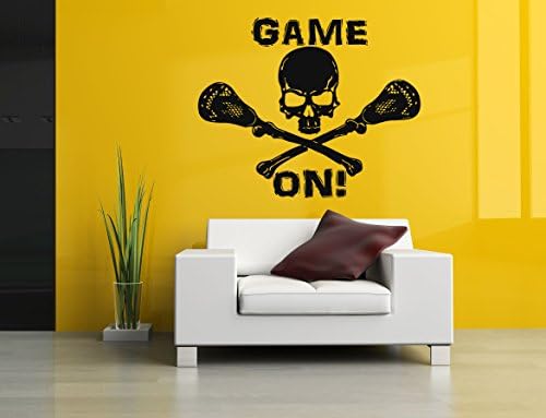 Removable Vinyl Sticker Mural Decal Wall Art Decor Helmet Lax Lacrosse Racket Poster Sport Ball Skull Game on Active Boy Girl Bedroom Nursery Playroom Trophy SA211